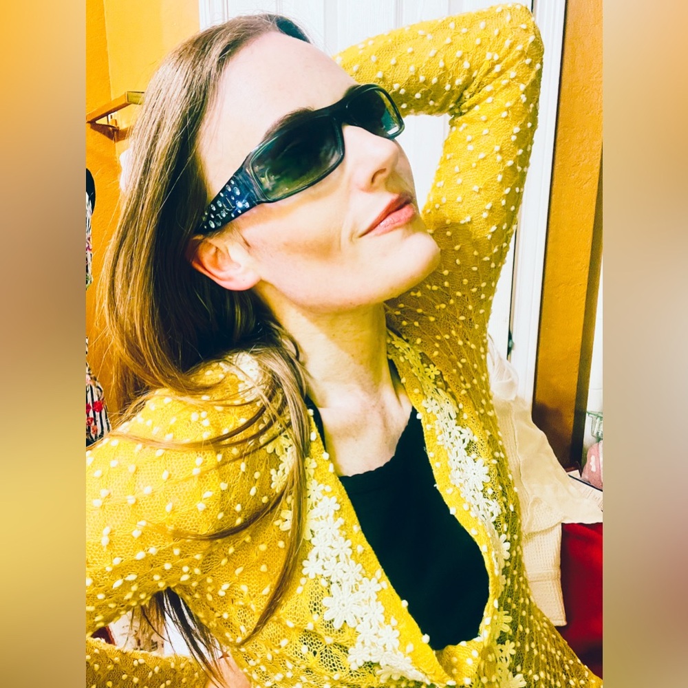 SEE PICS! Dior Blue Rhinestone Sunglasses - missing one rhinestone- Sells as is